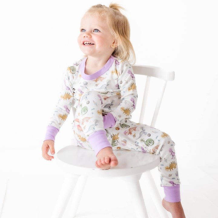Cosmic Dinos Long Pajamas - Wisteria