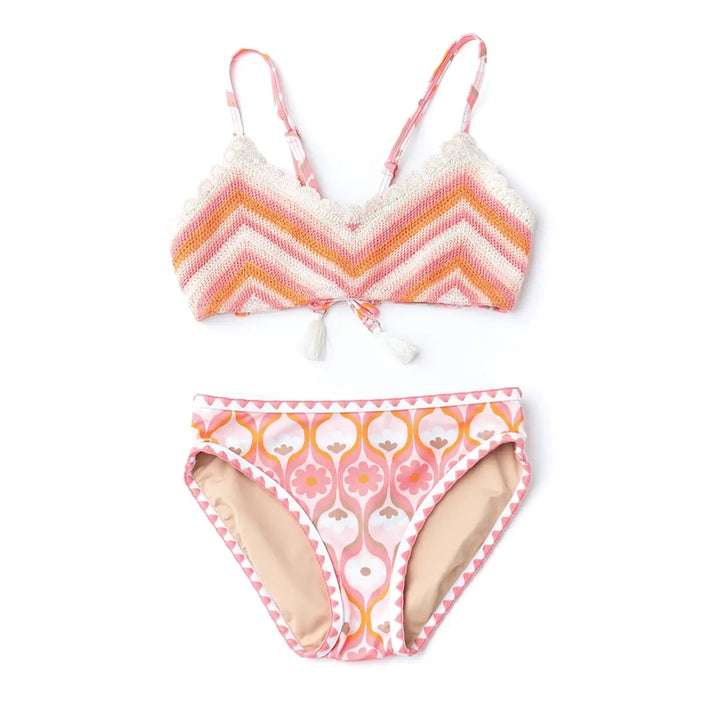Summer Sorbet Girls Crochet Tie Back Two Piece Swimsuit