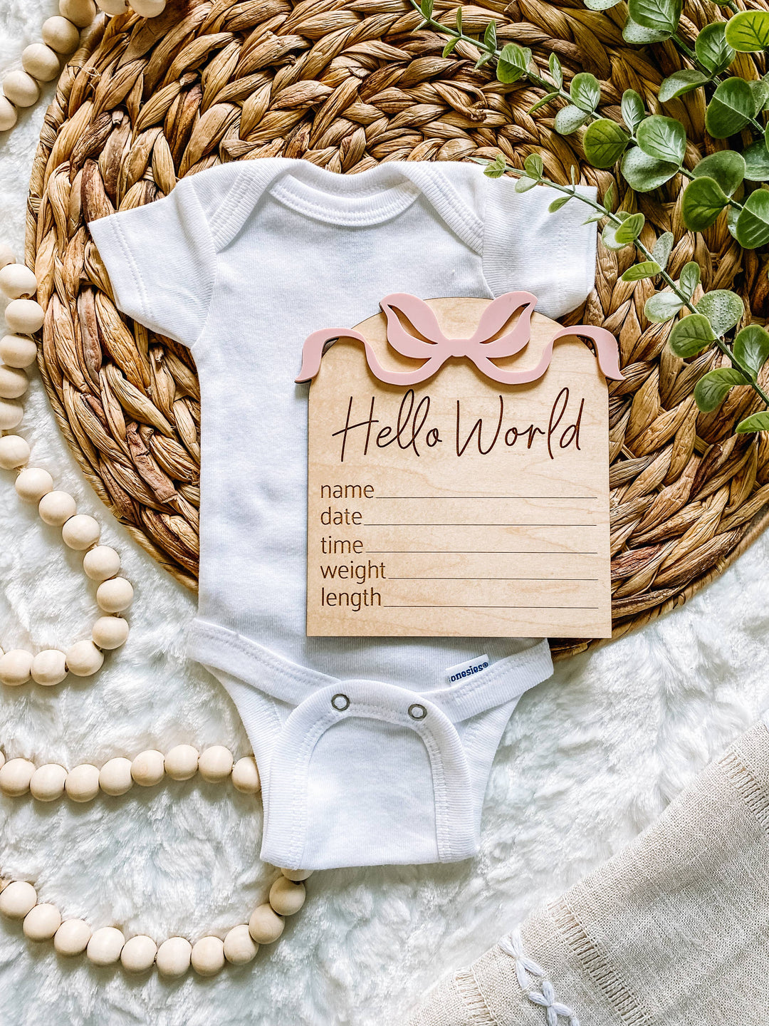 Hello World Birth Stat Sign - Bows