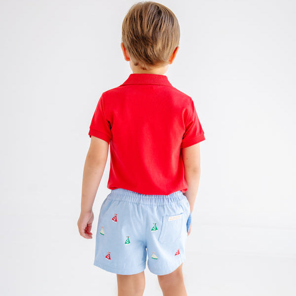 Prim &amp; Proper Polo &amp; Onesie Richmond Red with Worth Avenue White Stork