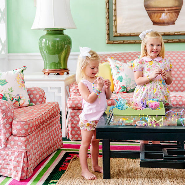 Cindy Lou Sash Dress Boca Grande Begonia with Hamptons Hot Pink
