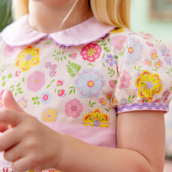 Cindy Lou Sash Dress Boca Grande Begonia with Hamptons Hot Pink