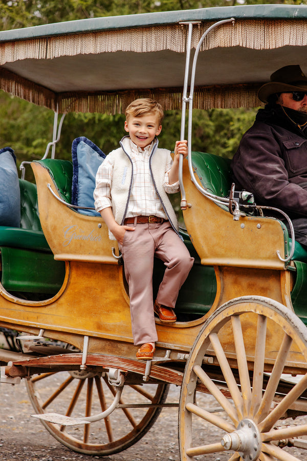 Prep School Pants Gray Bay Brown with Keeneland Khaki Stork