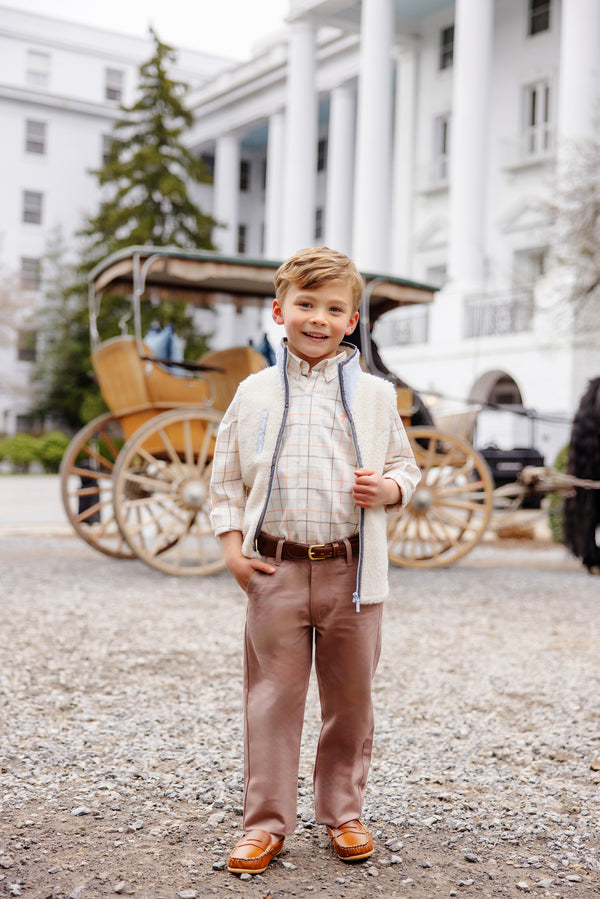 Prep School Pants Gray Bay Brown with Keeneland Khaki Stork
