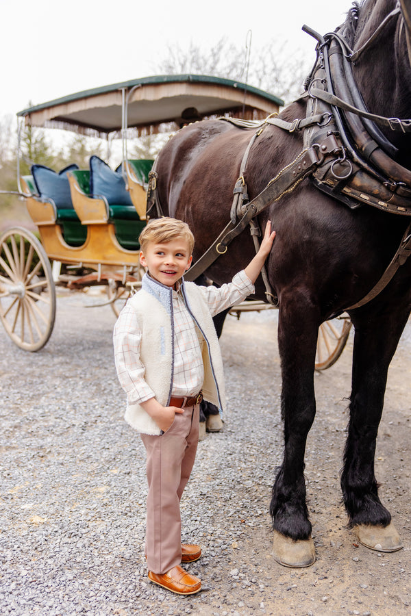 Prep School Pants Gray Bay Brown with Keeneland Khaki Stork