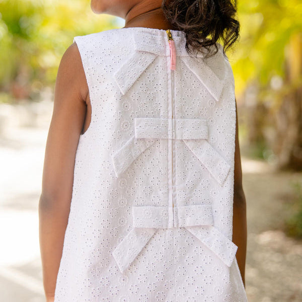 Sleeveless Betts Bow Dress Worth Avenue White Eyelet