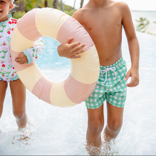 Tortola Swim Trunks Gibson Island Green Gingham with Worth Avenue White Stork