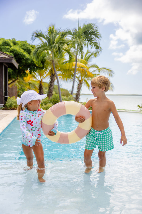 Tortola Swim Trunks Gibson Island Green Gingham with Worth Avenue White Stork