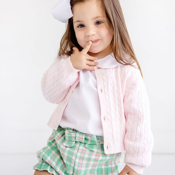 Cambridge Cable Knit Cardigan Palm Beach Pink