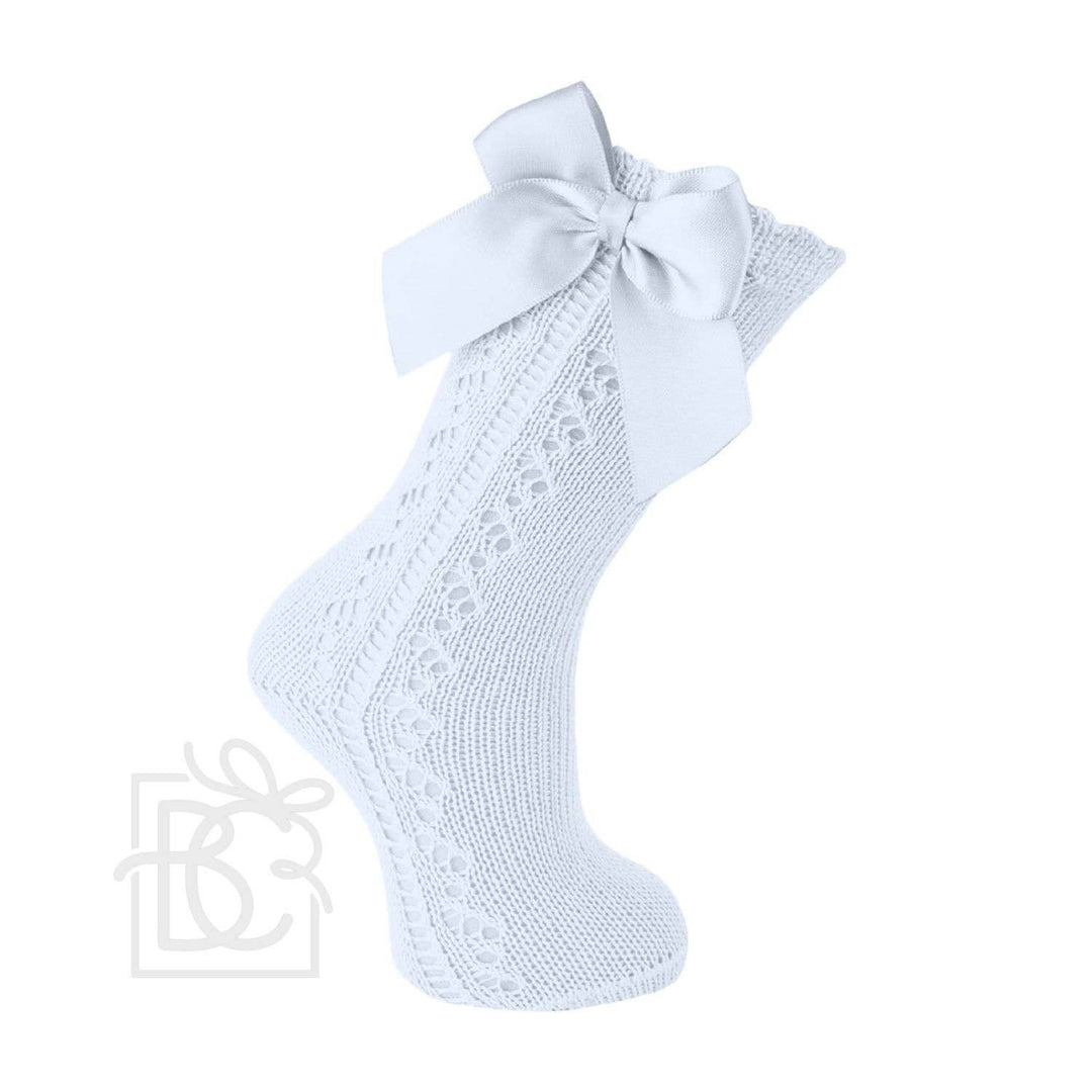Scottish Yarn Openwork Bow Kneehigh Socks