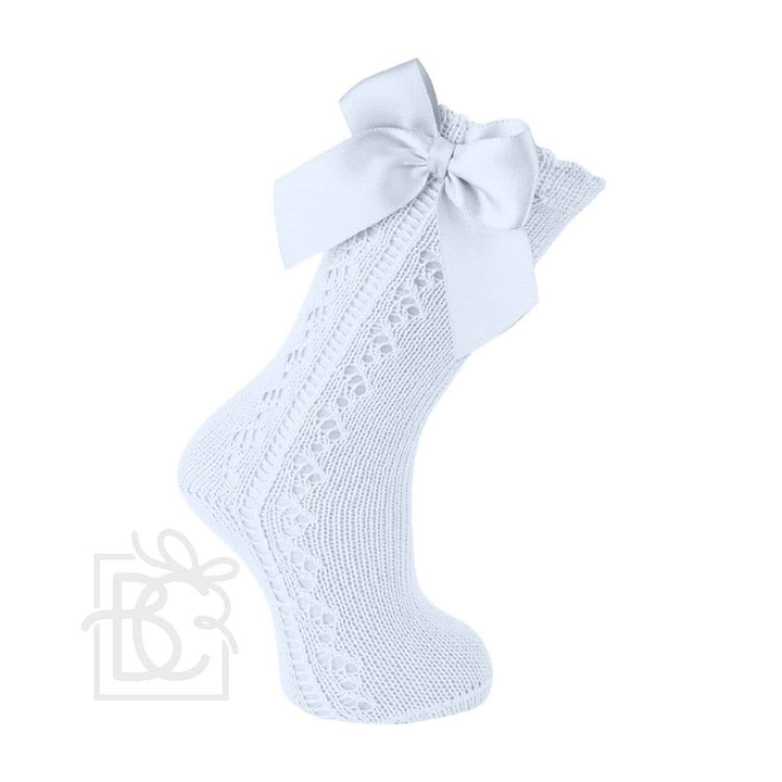 Scottish Yarn Openwork Bow Kneehigh Socks
