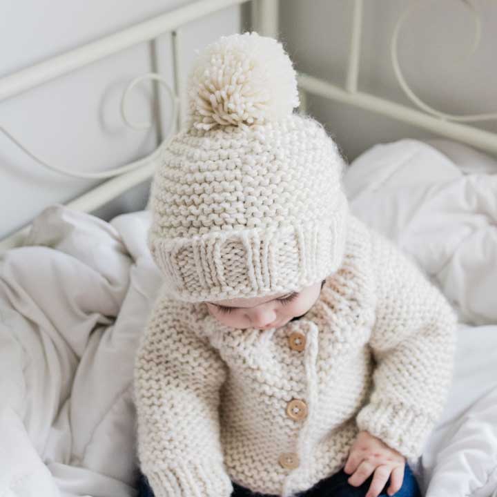 Huggalugs - Natural Garter Stitch Beanie Baby &amp; Kids