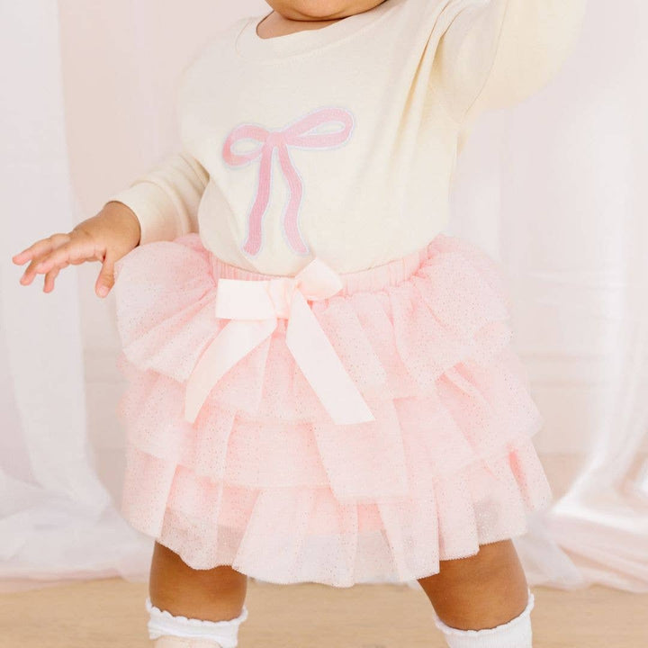 Coquette Ballet Bow Tiered Tutu - Kids Dress Up Skirt