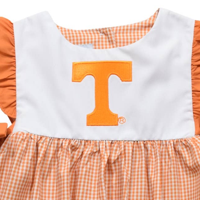 Tennessee Vols Embroidered Orange Gingham Girls Bubble