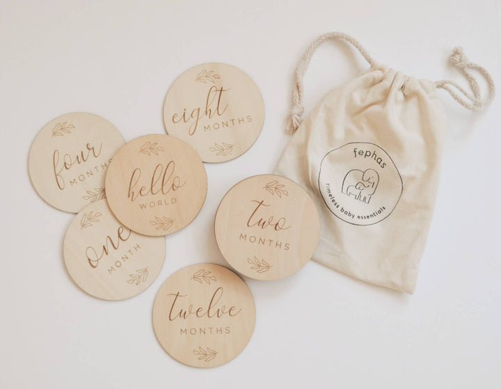 Baby Monthly Milestone Wooden Cards/ Leaves