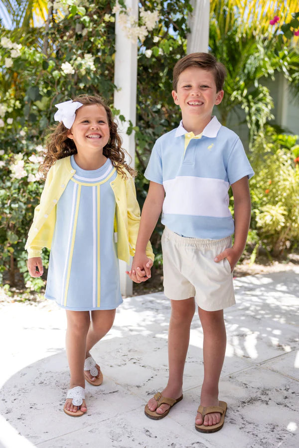 Short Sleeve Rollins Rugby Shirt Beale Street Blue with Worth Ave White