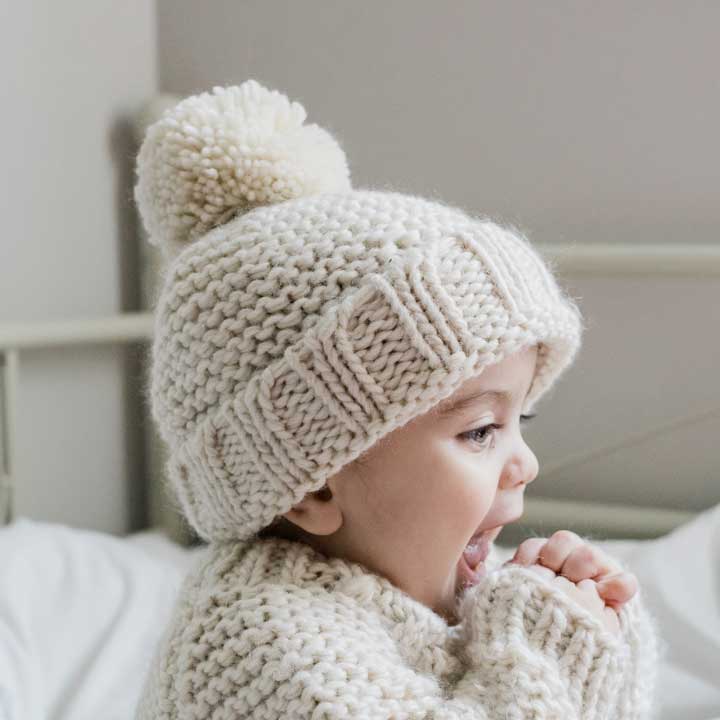 Huggalugs - Natural Garter Stitch Beanie Baby &amp; Kids