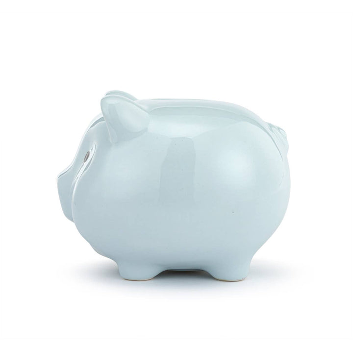 Blue Ceramic Classic Piggy Bank - 7x5.5x6in