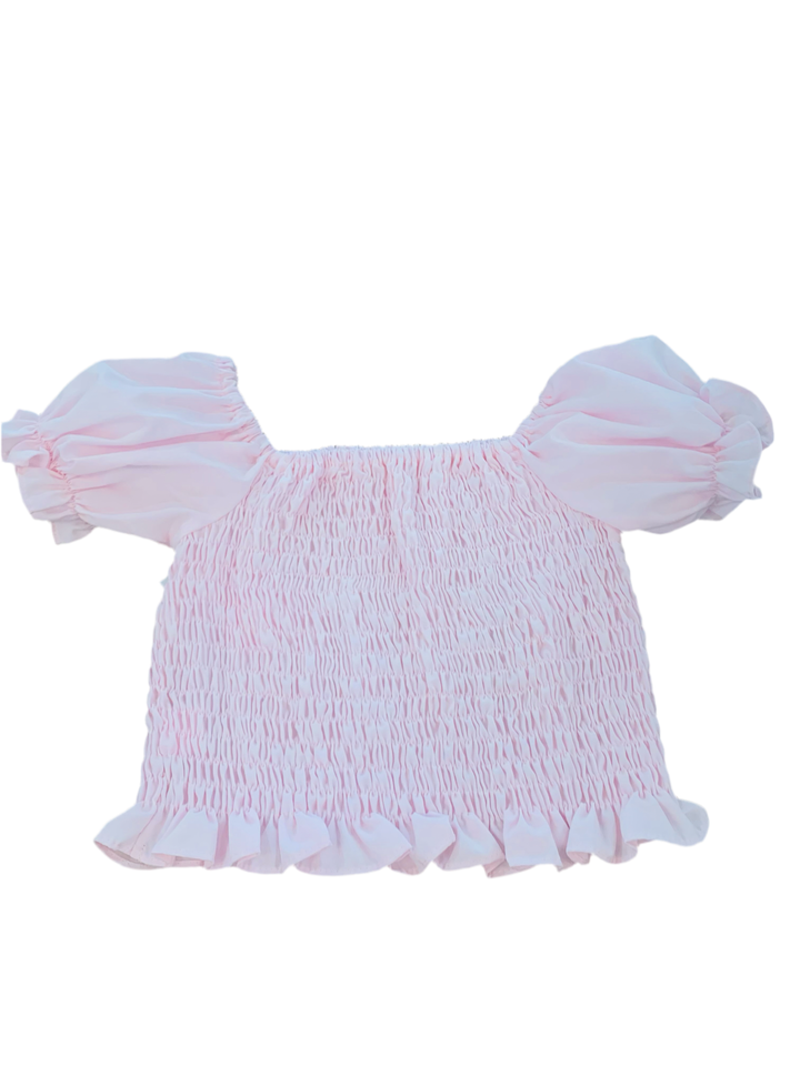 Smocked Woven Top BE, Light Pink