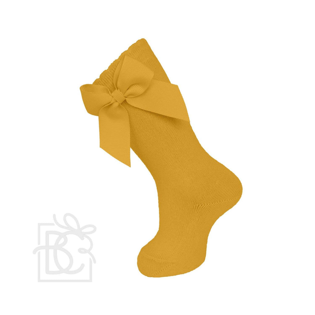 Knee Socks With Gross Grain Side Bow