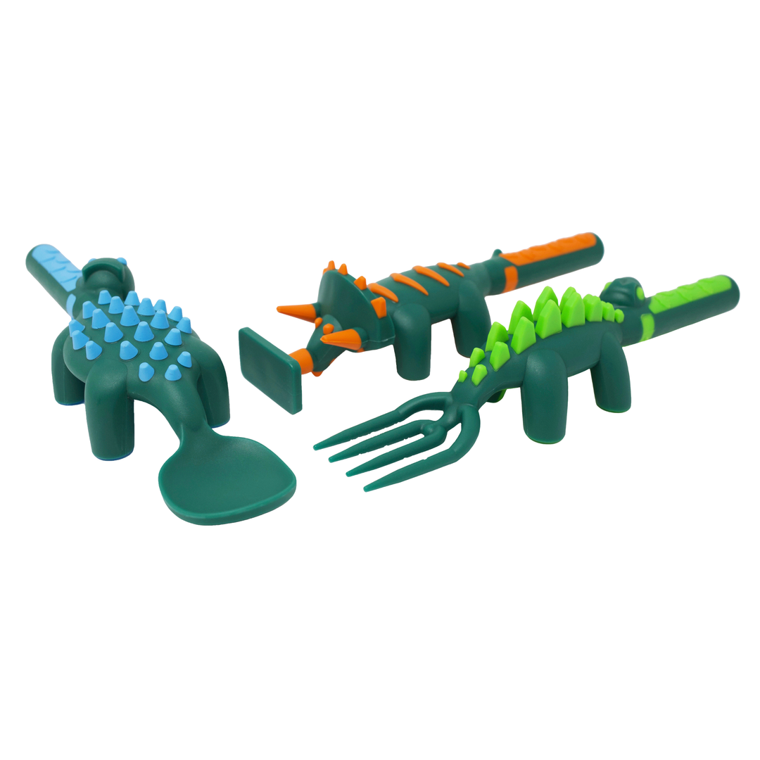 Green Set of 3 Dino Utensils
