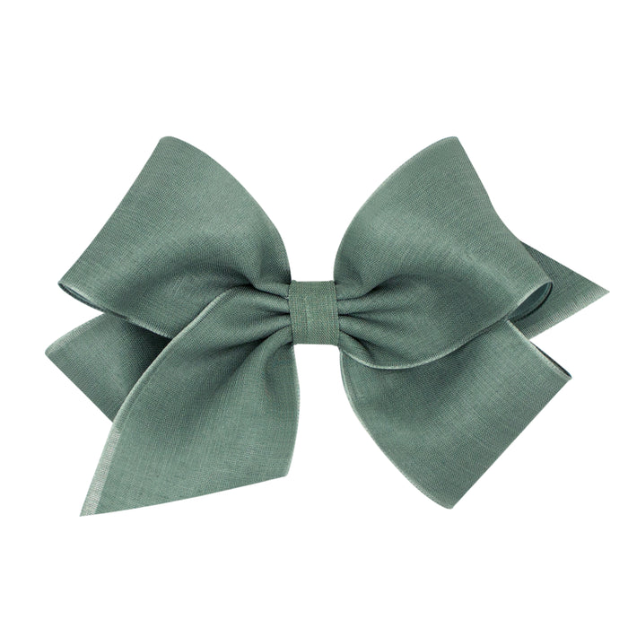 Medium Canvas Linen &amp; Satin Overlay Hair Bow