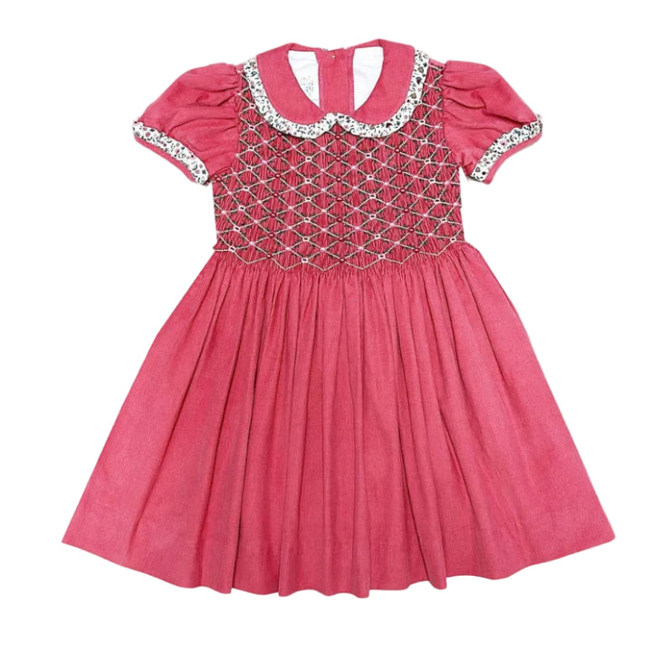Hand Smocked Girls Coduroy Dress - Isabella