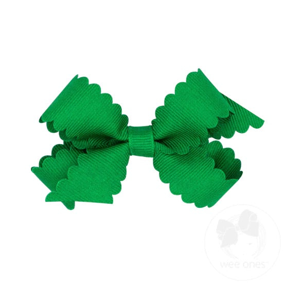 Mini Grosgrain Scalloped Edge Bow (multiple colors available)