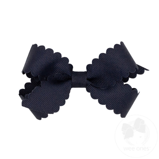 Mini Grosgrain Scalloped Edge Bow (multiple colors available)