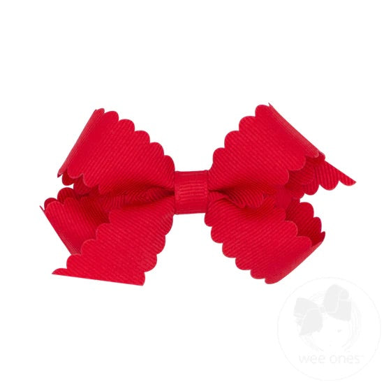 Mini Grosgrain Scalloped Edge Bow (multiple colors available)