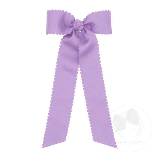 Medium Scalloped Grossgrain Bow with Tails - Various Colors