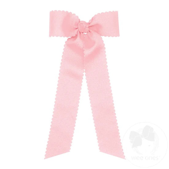 Medium Scalloped Grossgrain Bow with Tails - Various Colors
