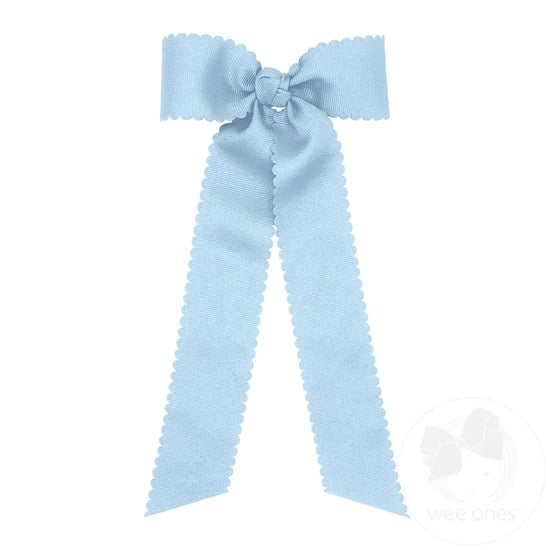 Medium Scalloped Grossgrain Bow with Tails - Various Colors