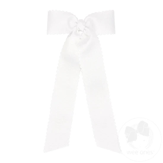 Medium Scalloped Grossgrain Bow with Tails - Various Colors