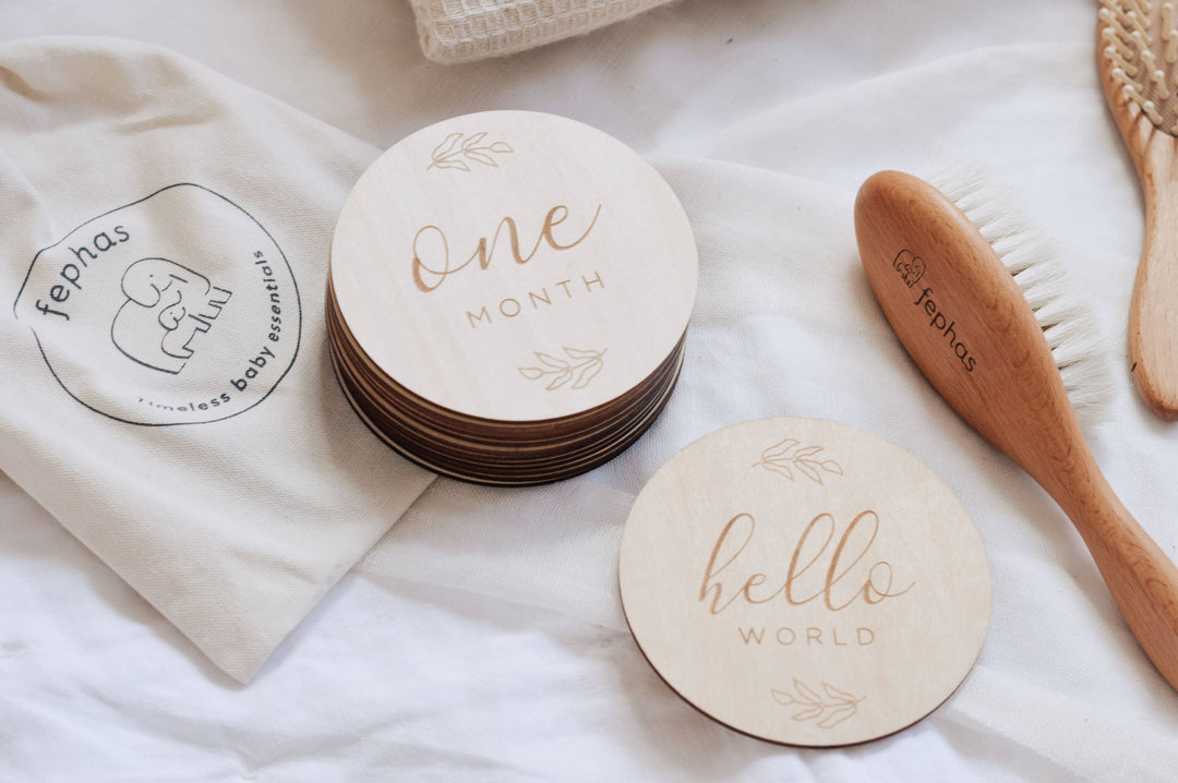 Baby Monthly Milestone Wooden Cards/ Leaves