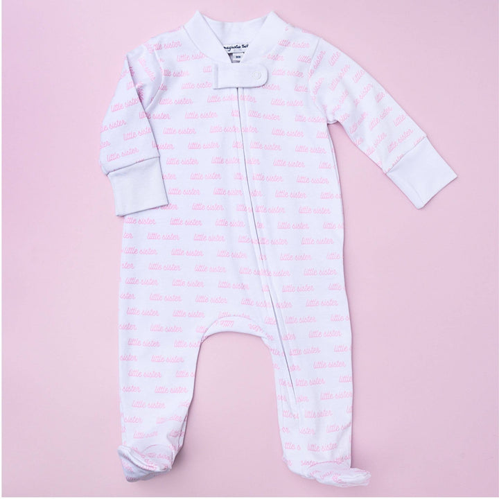 Little Sister Print Zip Sleeper Footie