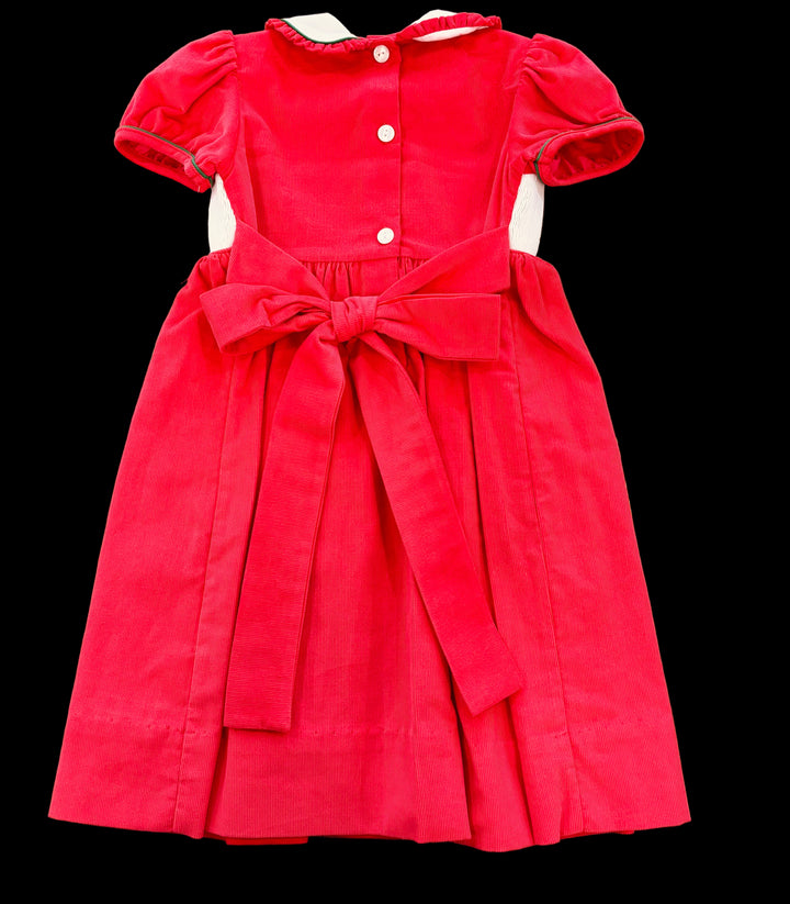 Holiday Wreaths Red Corduroy Dress