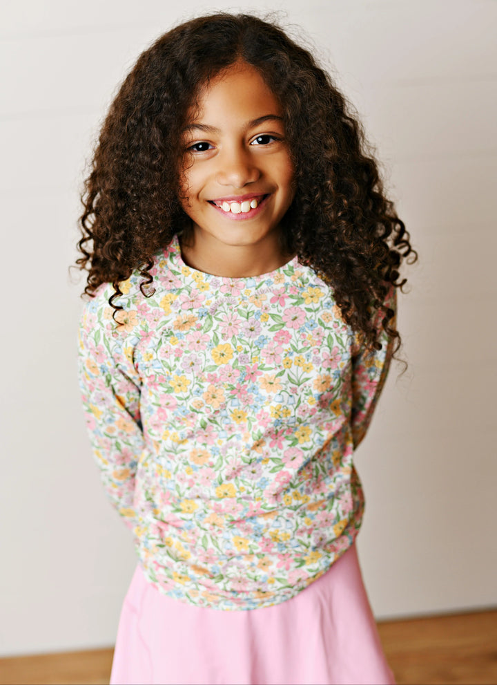Boho Floral Top W/Finger Hole
