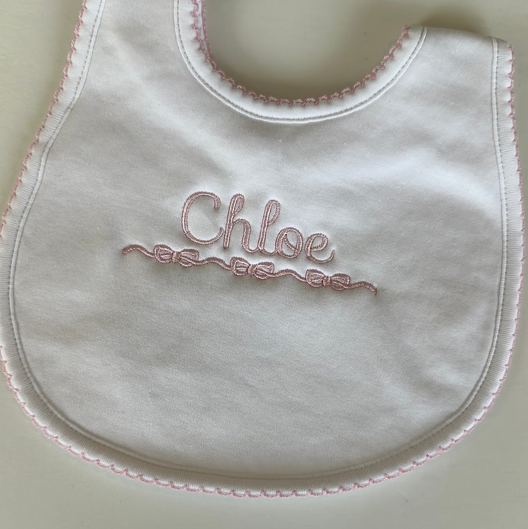 Solid Essentials White Bib with Pink Trim