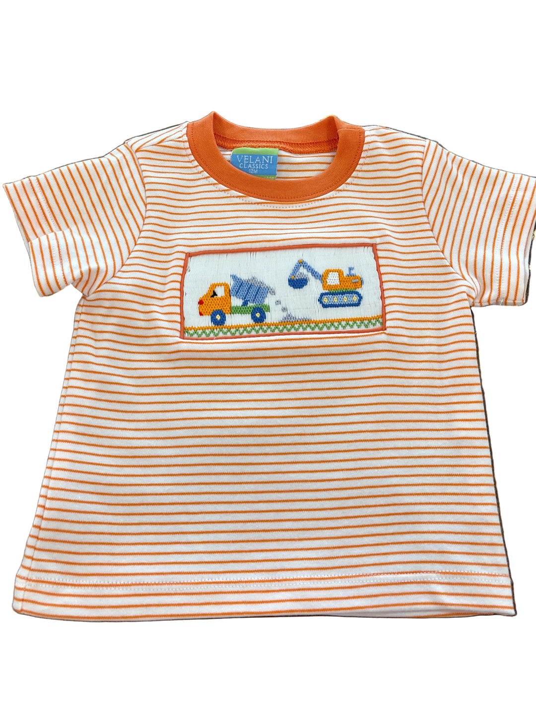 Construction Truck Orange Knit Stripe