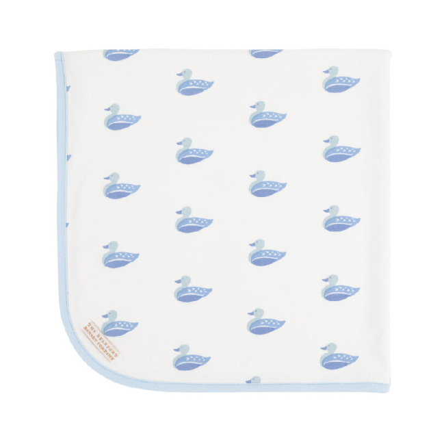 Baby Buggy Blanket - Merrimack Quack Quacks with Buckhead Blue