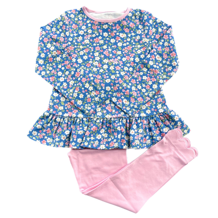 Peggy Peplum Legging Set, Floral Knit