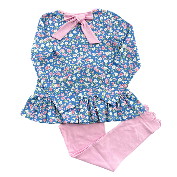 Peggy Peplum Legging Set, Floral Knit