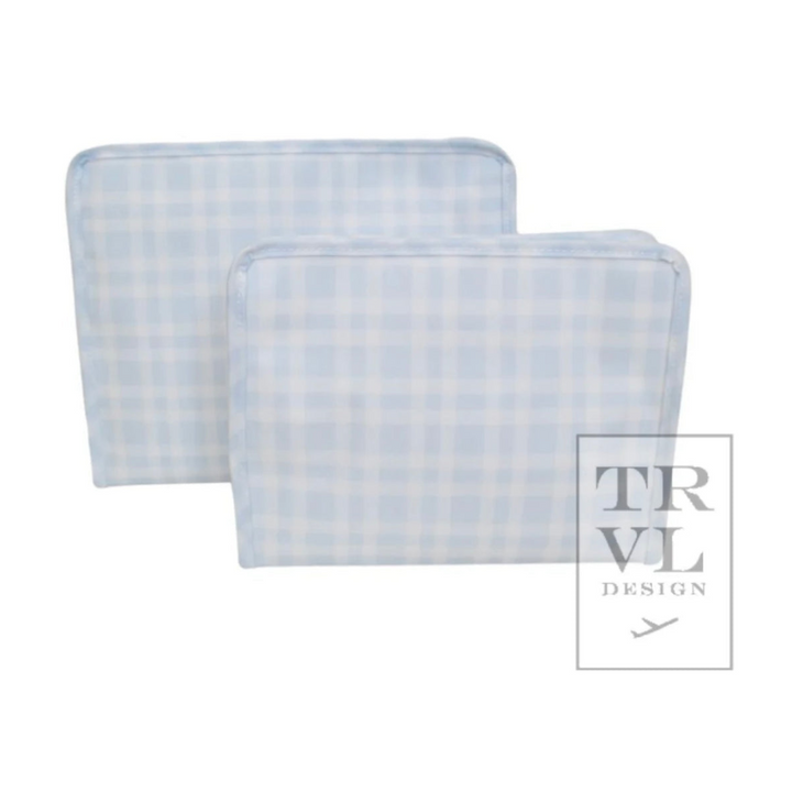 Medium Roadie Zip Pouch - Pimlico Plaid Blue
