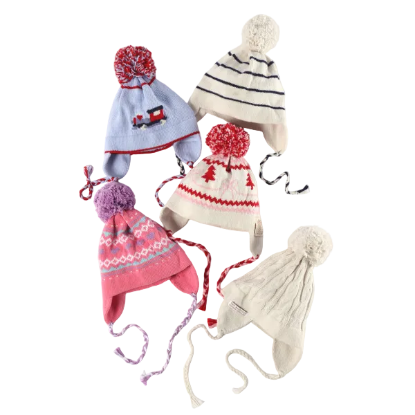 Parrish Pom Pom Hat Winter Park Pink with Fairisle Hearts