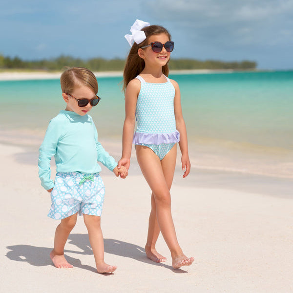 Tortola Swim Trunks Catamaran Cane with Grace Bay Green