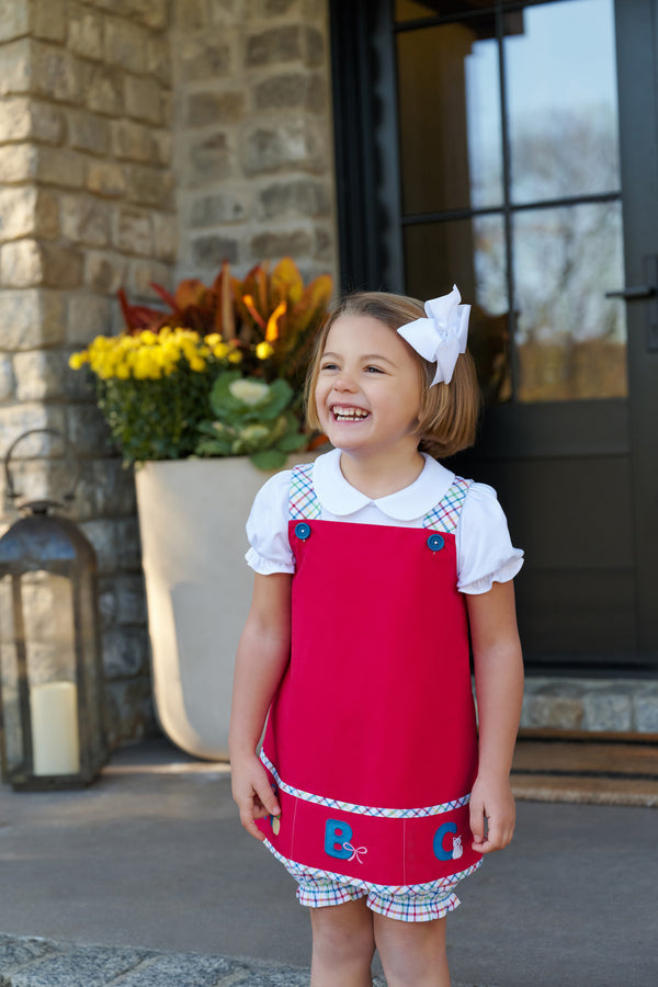 Jillian Jumper Set - Richmond Red with Kindness Wins Windowpane &amp; ABC Applique