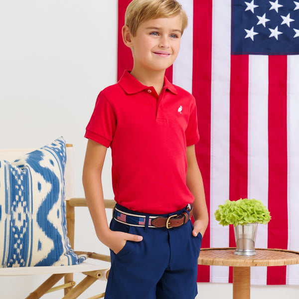 Prim &amp; Proper Polo &amp; Onesie Richmond Red with Worth Avenue White Stork