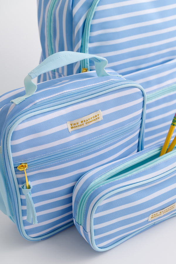 Peyton Pencil Pouch - Sarasota Sky Stripe/Sea Island Seafoam