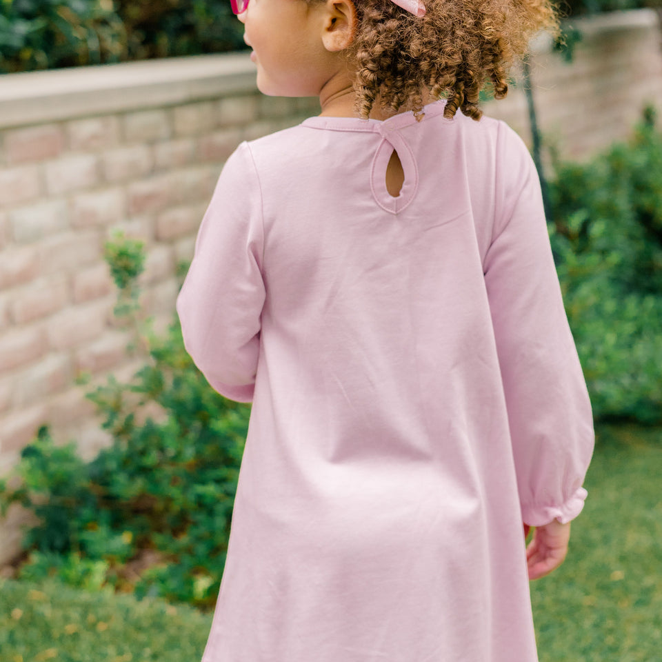 Long Sleeve Scallop Button Front Dress